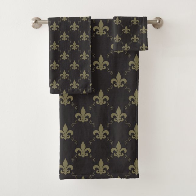 Gold Fleur De Lis Pattern noir luxueux (En situation)