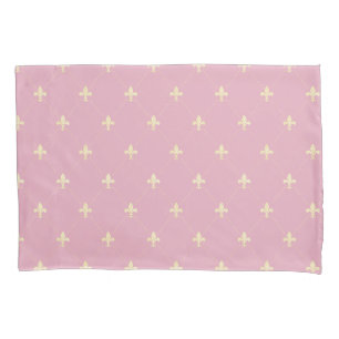 Gold Fleur-de-Lis Pink Kissenbezug