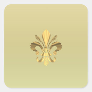 Gold Fleur de Lys Quadratischer Aufkleber