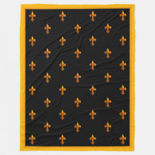Gold Fleurs de Lis auf Black Banner Fleecedecke