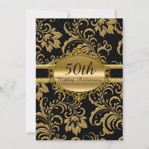 Gold Floral 50e Mariage Invitation de l'anniversai