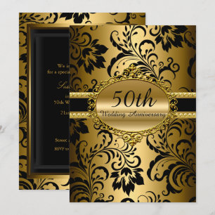 Gold Floral 50e Mariage Invitation de l'anniversai