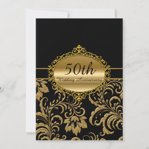 Gold Floral 50e Mariage Invitation de l'anniversai