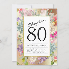 Gold Floral 80. Geburtstag Einladung