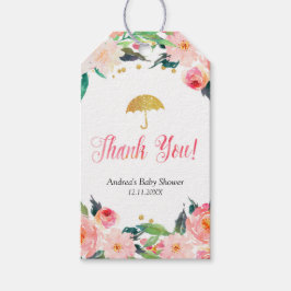 Gold Floral April Dusche Danke Tag Geschenkanhänger