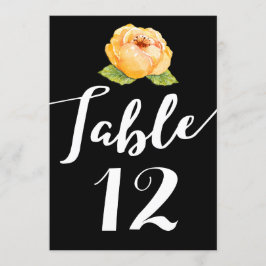 Gold Floral auf Black Wedding Tischnummer Card