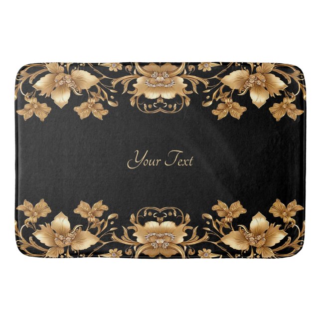 Gold Floral Bath Mat Badematte (Vorderseite)
