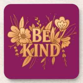 Gold Floral “Be Kind” Coaster Set – 6 Hard Plastic Getränkeuntersetzer