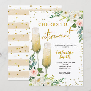 Gold Floral Bejubeln zur Einladung zur Pensionieru
