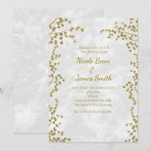 Gold Floral Berries Élégantes invitations de maria