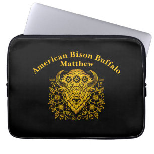 Gold floral Bison Art mit viel Liebe zum Detail Laptopschutzhülle
