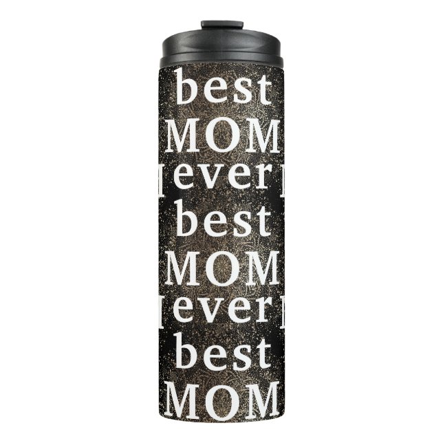 Gold Floral Black Modern MAMA | beste MAMA je Thermosbecher (Vorderseite)