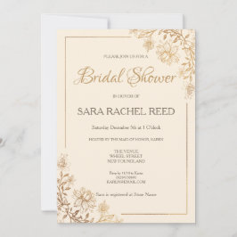 Gold Floral Blüh Bridal Dusche Einladung