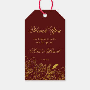 Gold Floral Burgundy Gastgeschenk Hochzeit Danke T Geschenkanhänger
