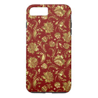 Gold Floral Damasks Burgundy Hintergrund