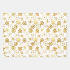 Gold Floral Dandelion Geschenkpapier Set