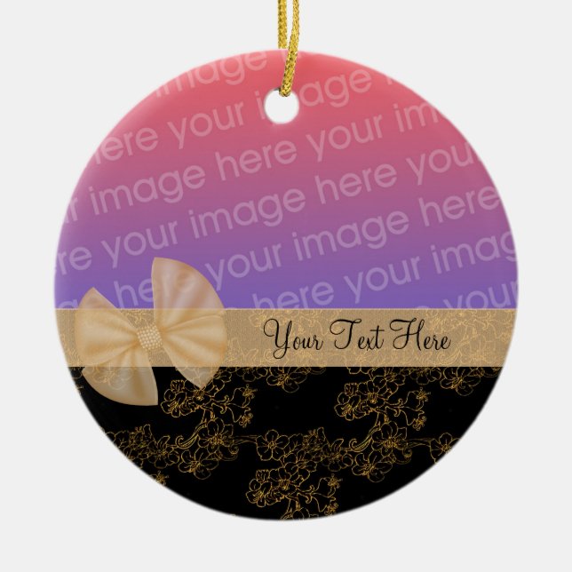 Gold Floral Design Band Foto Ornament (Vorne)