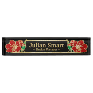 Gold Floral Design mit Frame Desk Name Plate Namensplakette