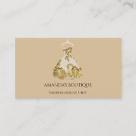Gold Floral Dress Logo Fashion Event Planner Elfen Visitenkarte