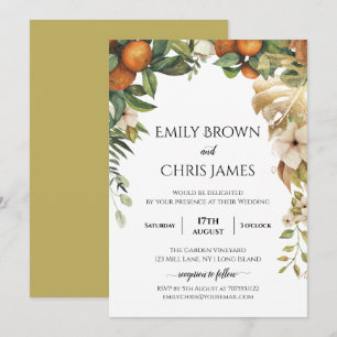 Gold Floral   Elegant Eukalyptus Greenerity Weddin Einladung