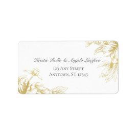 Gold Floral Elegant Wedding Address Label Adressaufkleber