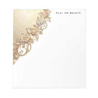 Gold Floral Embellishments Notepad Notizblock
