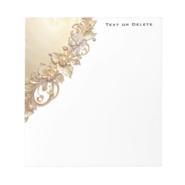 Gold Floral Embellishments Notepad Notizblock (Vorderseite)