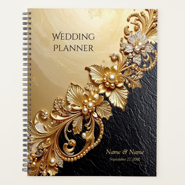 Gold Floral Embellishments Planner Planer (Vorderseite)