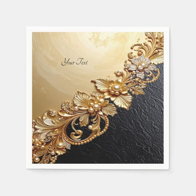 Gold Floral Embellishments Serviette (Vorderseite)