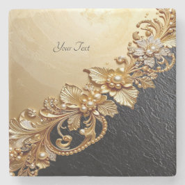 Gold Floral Embellishments Stone Coaster Steinuntersetzer