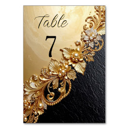 Gold Floral Embellishments Table Number Tischnummer