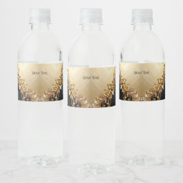 Gold Floral Embellishments Water Bottle Label