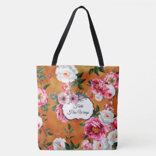 Gold Floral Faith hat Flügel Fashion Tasche