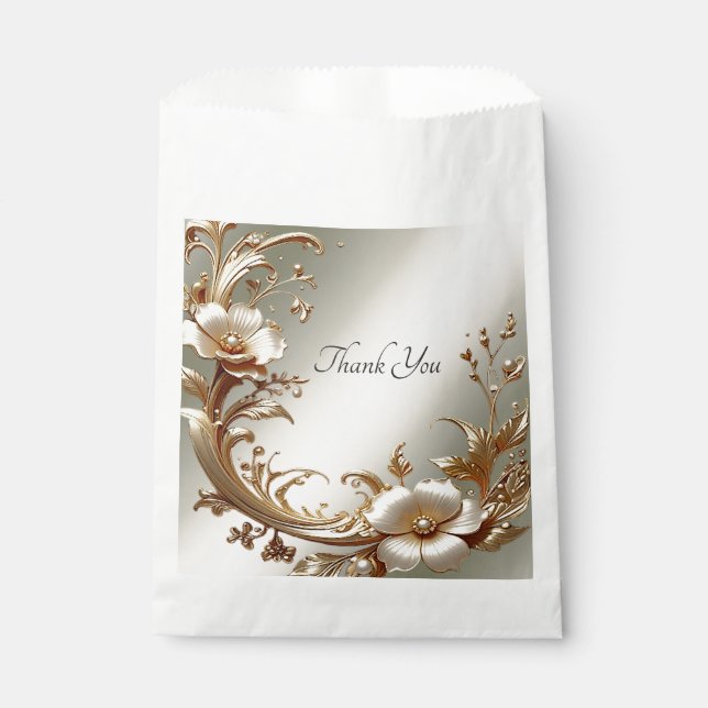 Gold Floral Favor Bag Geschenktütchen (Vorderseite)