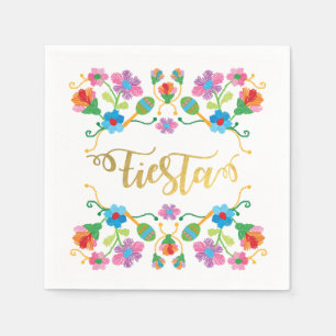 Gold Floral Fiesta mexikanische Stickerei Napkins Serviette