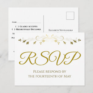 Gold Floral Filigree Border Elegante Wedding UAWG Postkarte