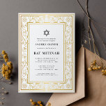 Gold Floral Frame Star von David Bar Bat Mitzvah Einladung<br><div class="desc">Feiern Sie Bar Mitzvah mit dieser modernen,  eleganten Einladung,  die Ihren eigenen Text enthält. Fügen Sie einfach Ihre eigenen Daten hinzu,  indem Sie auf die Option "Personalisieren" klicken.</div>