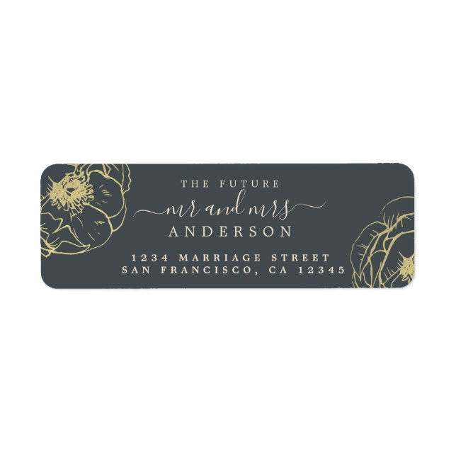 Gold Floral Future Mr. Wedding Rücksendeadresse (Vorne)