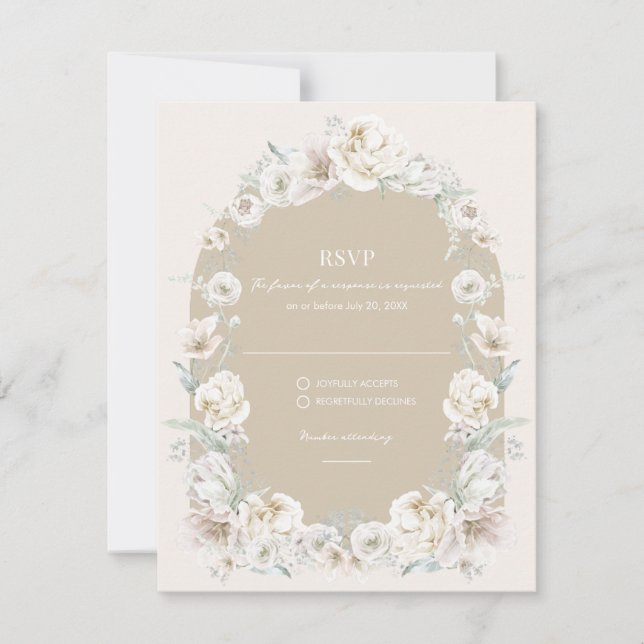 Gold Floral Garden Wedding RSVP (Devant)
