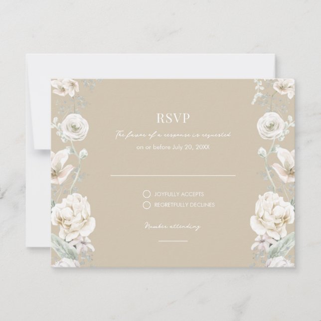 Gold Floral Garden Wedding RSVP (Devant)