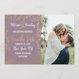 Gold Floral Glitzer Ombre Mauve Lilac Rett Date Einladung