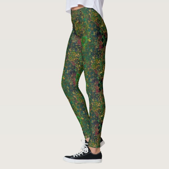 Gold Floral - Green Leggings (Links)