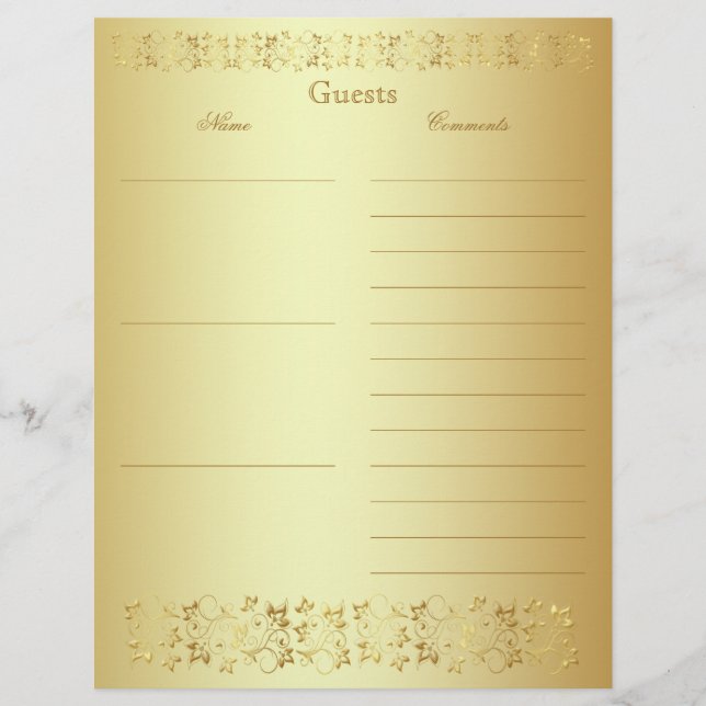 Gold Floral Guest Book (Vorderseite)