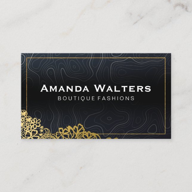 Gold Floral | Hintergrundinformationen zu den topo Visitenkarte (Vorderseite)