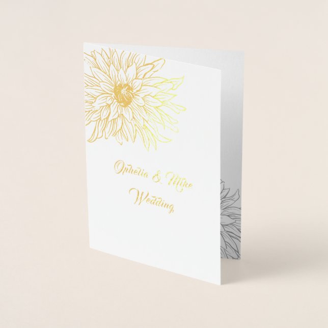 Gold Floral, Hochzeitseinladung, Foil Card Folienkarte (Vorderseite)