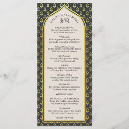 Gold Floral Indian & Hindu Wedding Program Card Programm