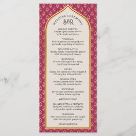 Gold Floral Indian & Hindu Wedding Program Card Programm