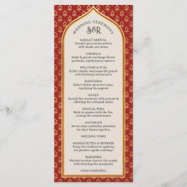 Gold Floral Indian & Hindu Wedding Program Card Programm