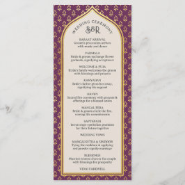 Gold Floral Indian & Hindu Wedding Program Card Programm