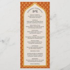Gold Floral Indian & Hindu Wedding Program Card Programm